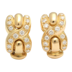 French Designer Louis Feraud Diamond 18k Gold Earrings, Paris, Signed