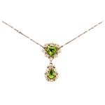 English Edwardian Peridot & White Enamel Necklace, circa 1910