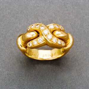 French Gold Diamond Ring by Louis FERAUD, 20th century