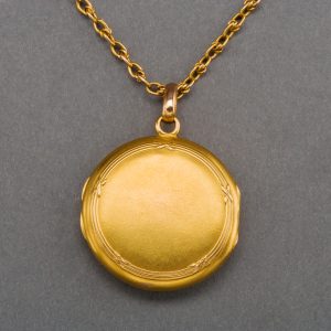 19th Century French Gold Locket and Chain