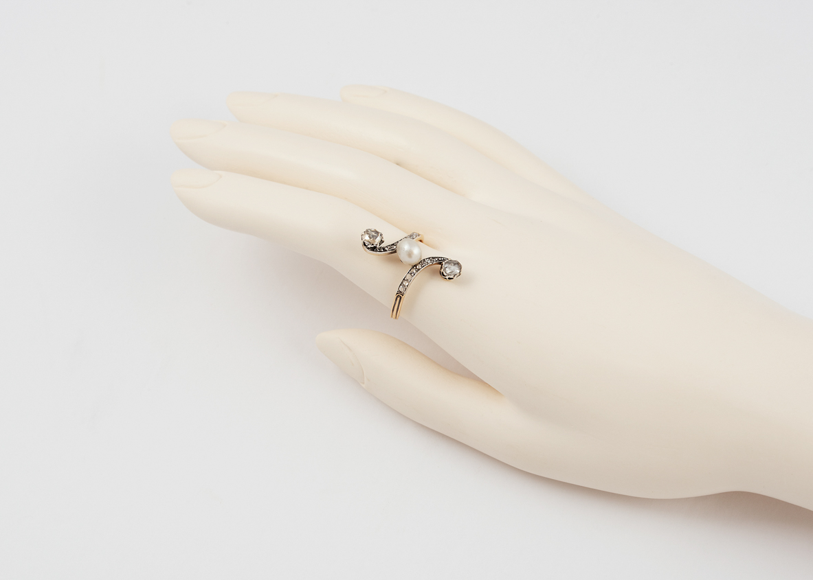 French Pearl Rose Diamond 18k Gold Ring, circa 1890 - Image 6