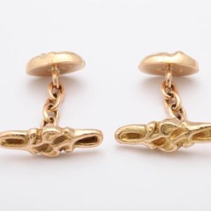 Gold Tragedy and Comedy Cufflinks, 19th century