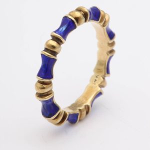 Enamel Gold bamboo motif Eternity Ring