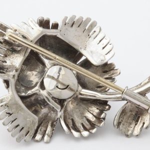 1950s French Diamond Gold Flower Pin, Paris