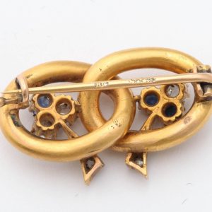 Vladimir Soloviev Russian Sapphire Diamond Gold Pin, circa 1900
