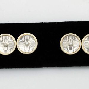 French Pearl Two Color Gold Cufflinks