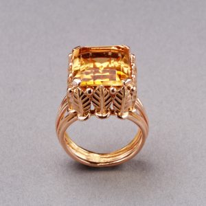 French Citrine Gold Ring, 20th century