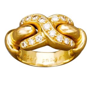 French Gold Diamond Ring by Louis FERAUD, 20th century