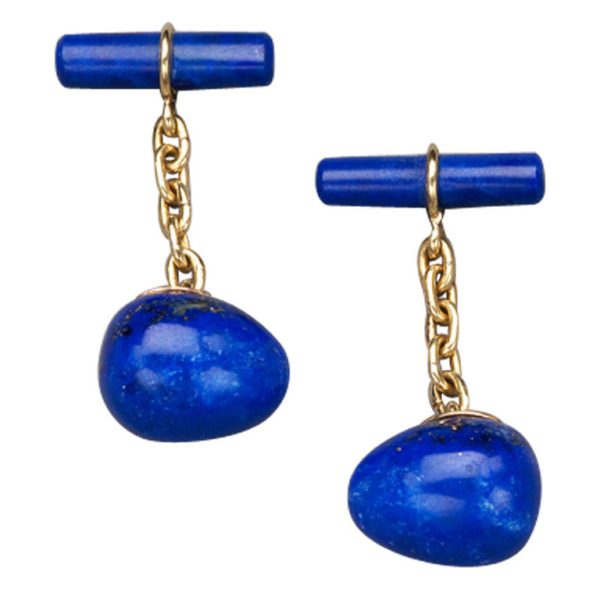 Vintage Cufflinks - Lapis Lazuli Gold Cufflinks by Marie E. Betteley