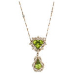 English Edwardian Peridot & White Enamel Necklace, circa 1910