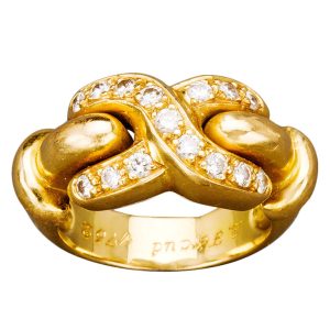 French Gold Diamond Ring by Louis FERAUD, 20th century