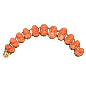 Carved Coral Link Bracelet, 19th Century
