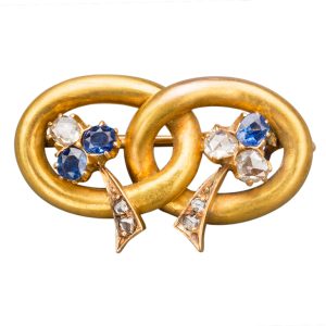 Vladimir Soloviev Russian Sapphire Diamond Gold Pin, circa 1900