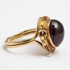 English Cabochon Garnet Gold Buckle Ring, circa1880 3 - Copy