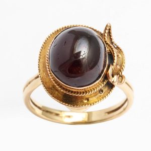 English Cabochon Garnet Gold Buckle Ring, circa1880 6 - Copy