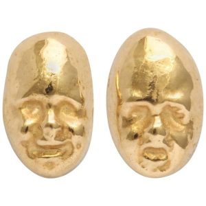 Gold Theatrical Mask Earings