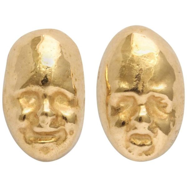 Gold Theatrical Mask Earings
