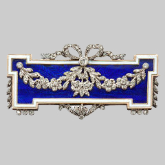 French Enamel Diamond 18k Gold Brooch, circa 1905 - Image 5