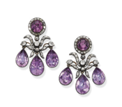 Pair of Amethyst Girandole Earrings, c. 1760 