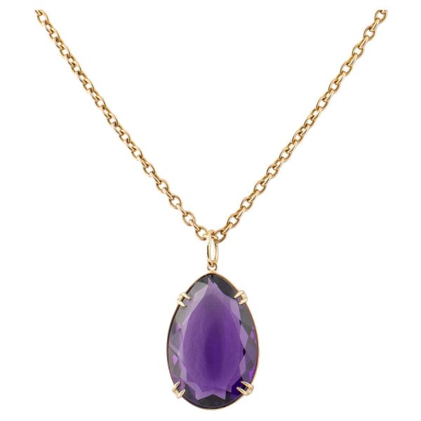 Pearshaped Amethyst 18k Gold Pendant by Marie Betteley Marie