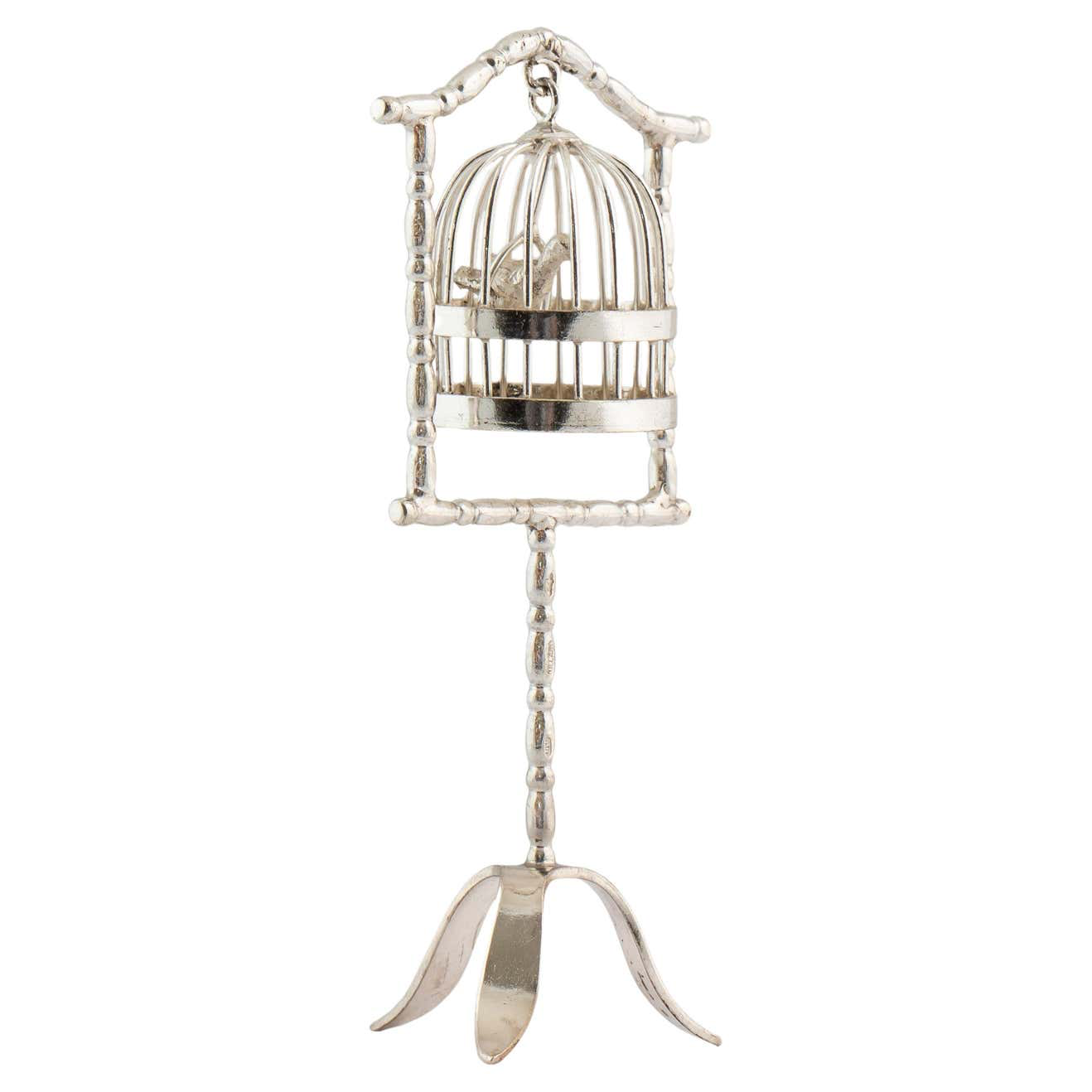 Dutch Silver Bird Cage Miniature for a Doll’s House, Schoonhoven, 1970s ...