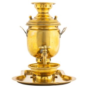 Russian Miniature Brass Samovar Set, 20th Century