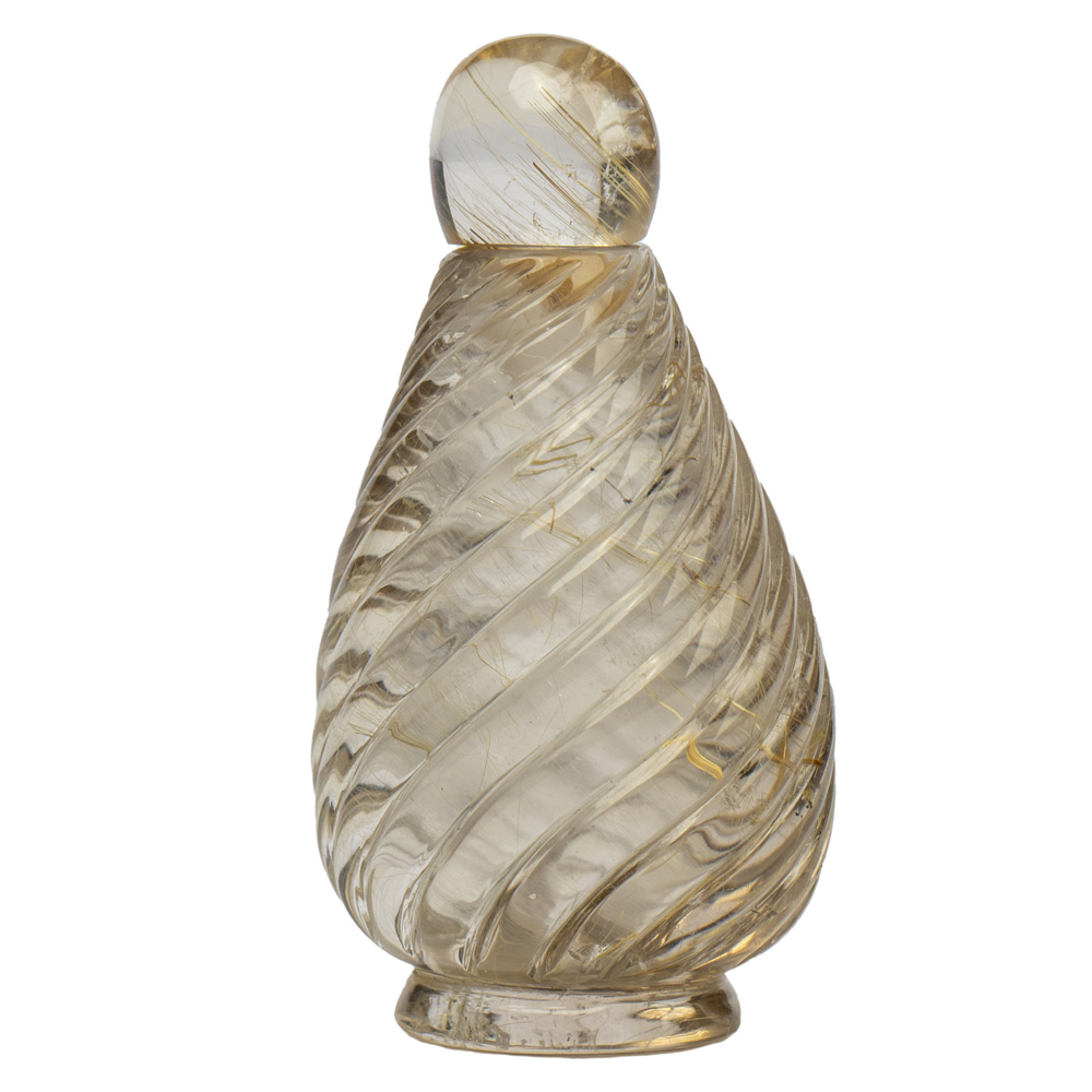 Hand-carved Rutile Quartz Perfume Bottle from Jaipur - Image 2