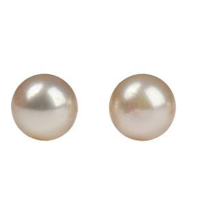 Pair of Cultured Pearl Gold Earrings, 7.7 mm