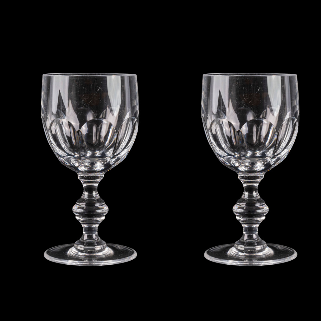 Pair of Heavy Austrian Crystal Red Wine Glasses, 1950s | Marie Betteley