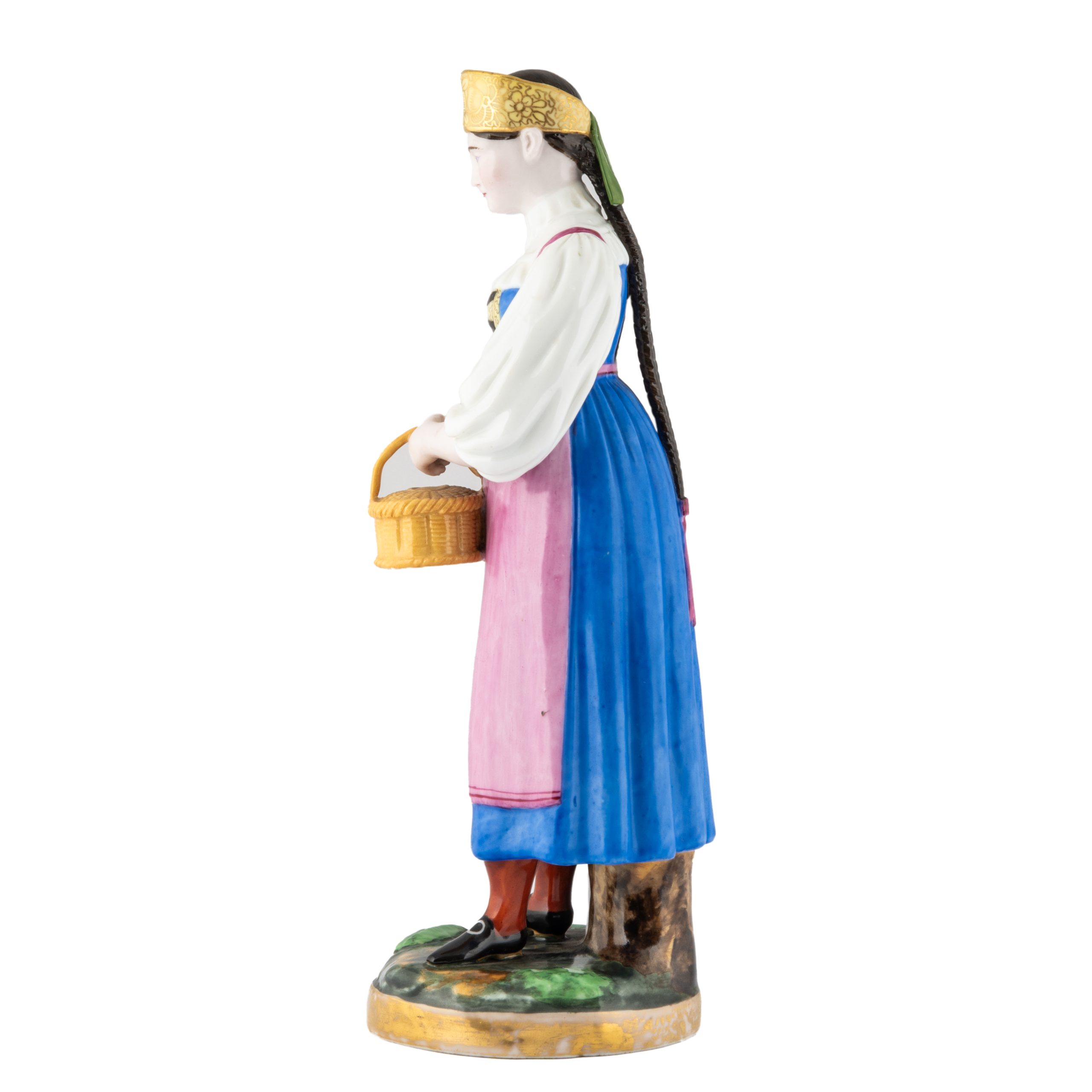 Russian Imperial-era Porcelain Figurine of Woman with Kokoshnik
