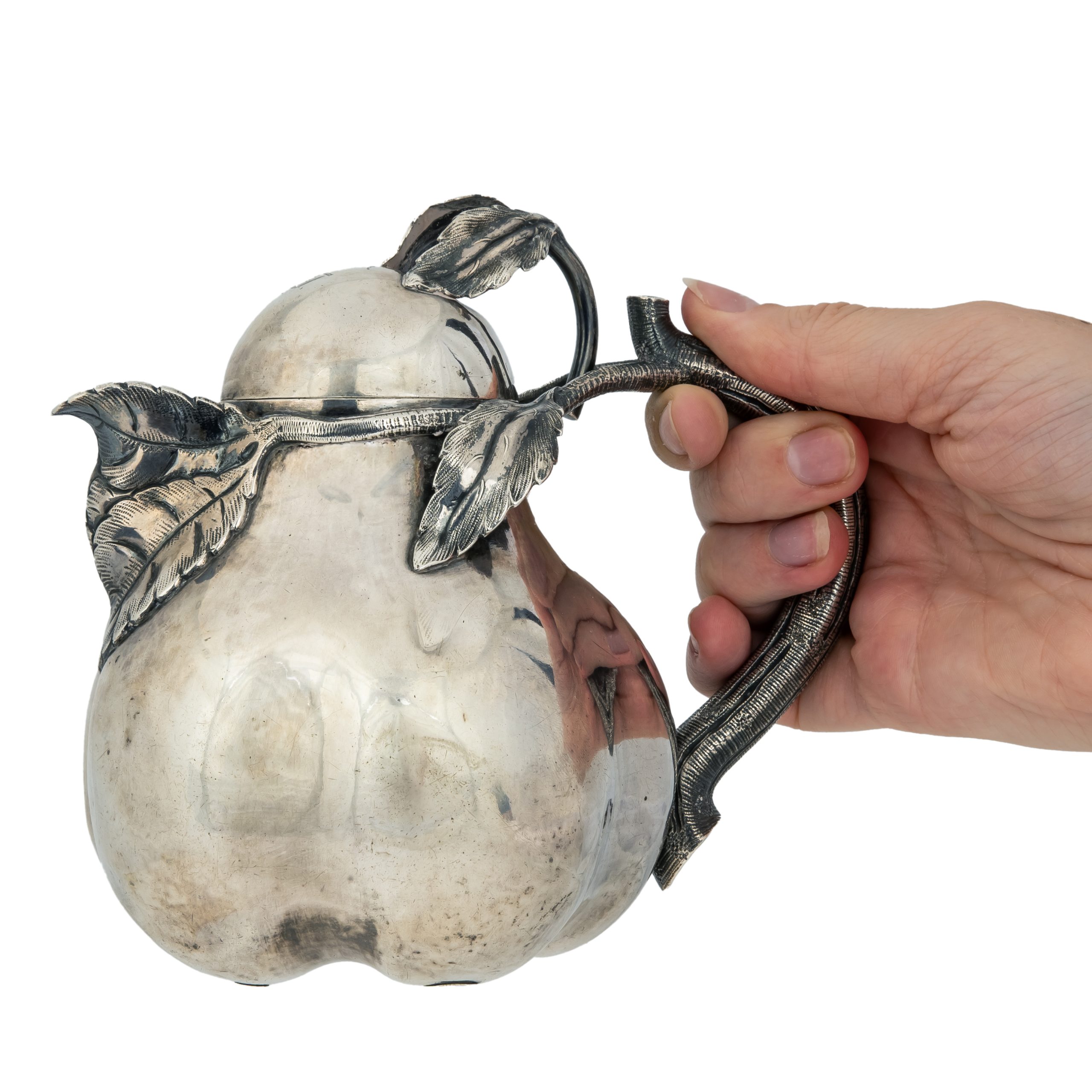 Russian Nicholas I Quince-shaped Silver Teapot by Seipel, St