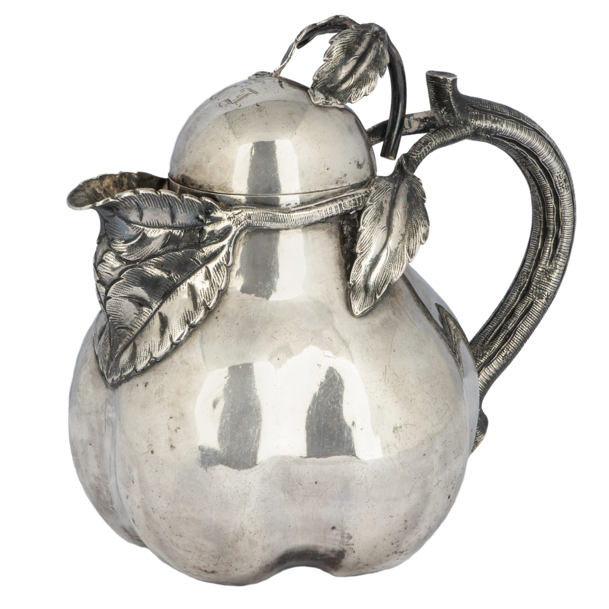 Russian Nicholas I Quince-shaped Silver Teapot by Seipel, St