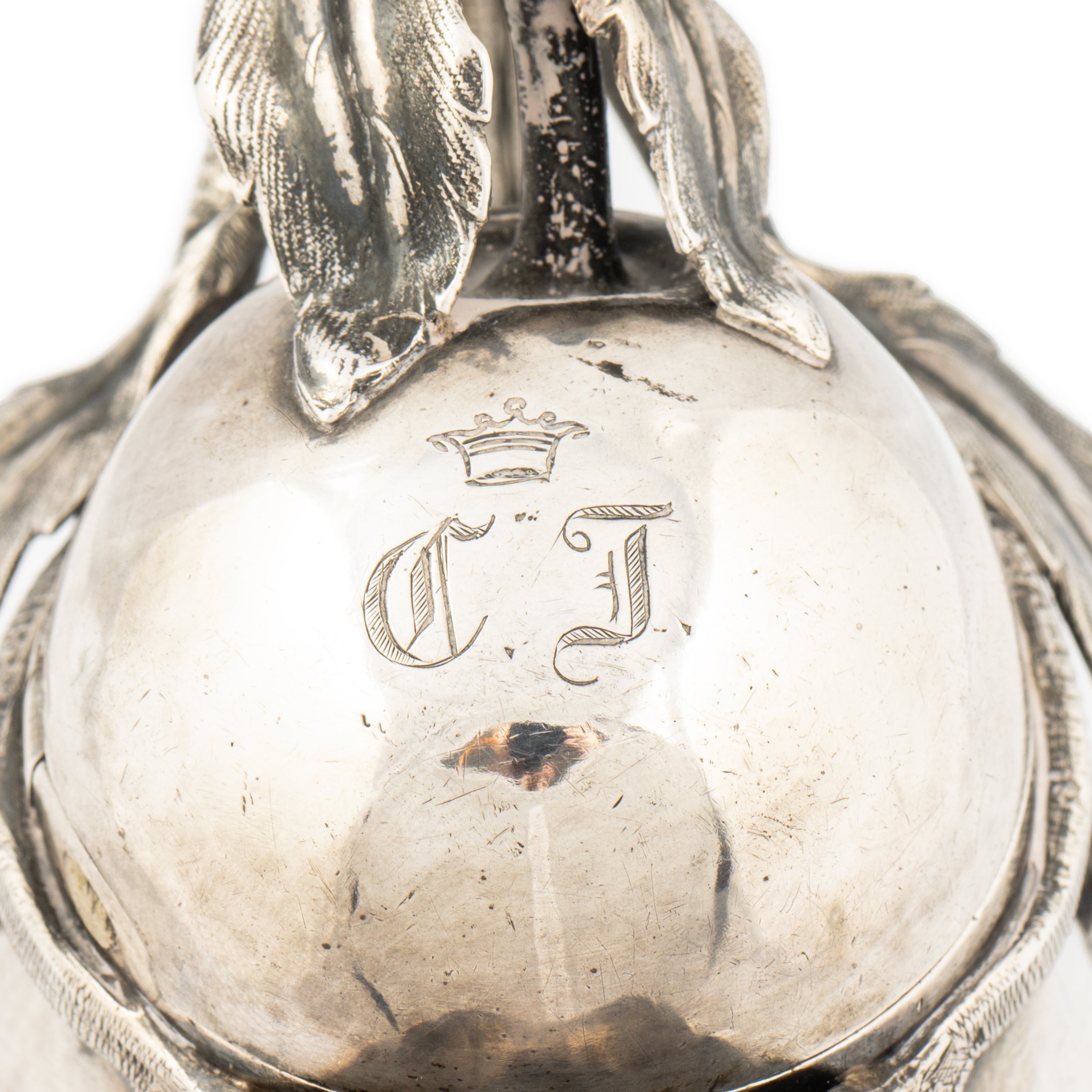 Russian Nicholas I Quince-shaped Silver Teapot by Seipel, St