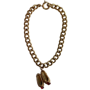 Vintage Link Bracelet with Ballet Slippers Charm, 1960s or 70s