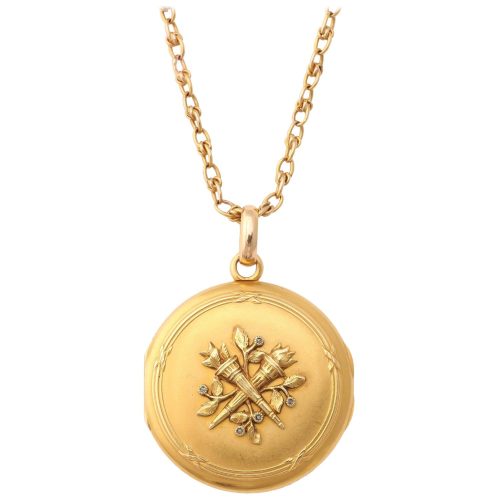 19th Century French Gold Locket and Chain