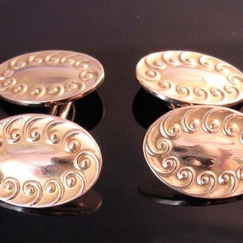 1920s Art Nouveau Double-Sided Gold Cufflinks