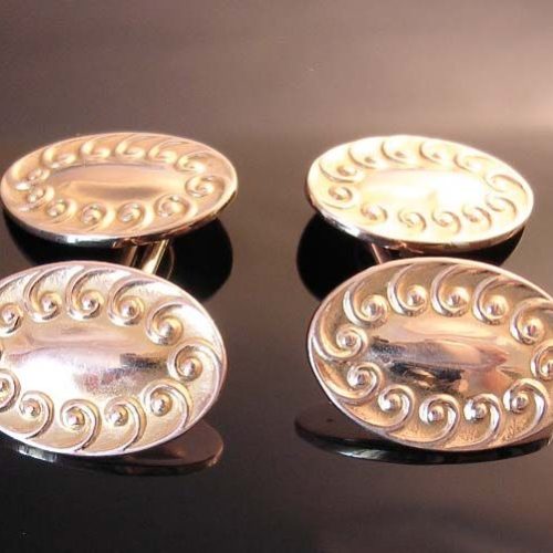 1920s Art Nouveau Double-Sided Gold Cufflinks