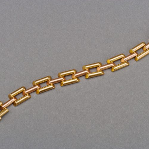 Retro Two Color Gold Link Bracelet, 1950s