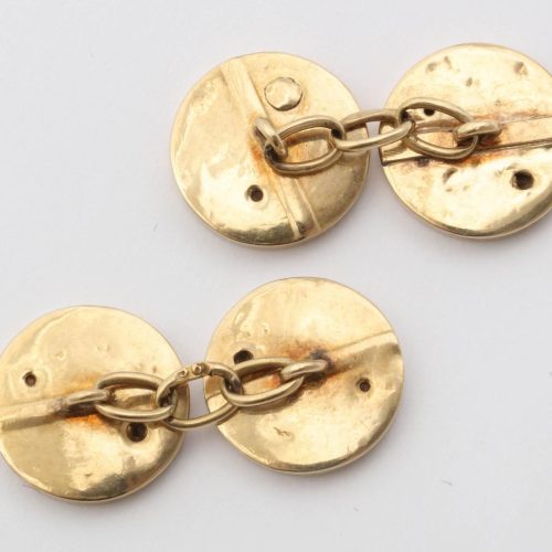 Mid 19th Century Russian Enameled Gold Cufflinks