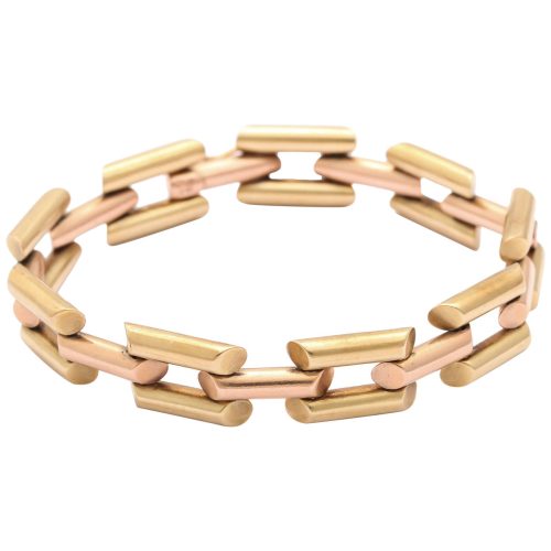 Retro Two Color Gold Link Bracelet, 1950s