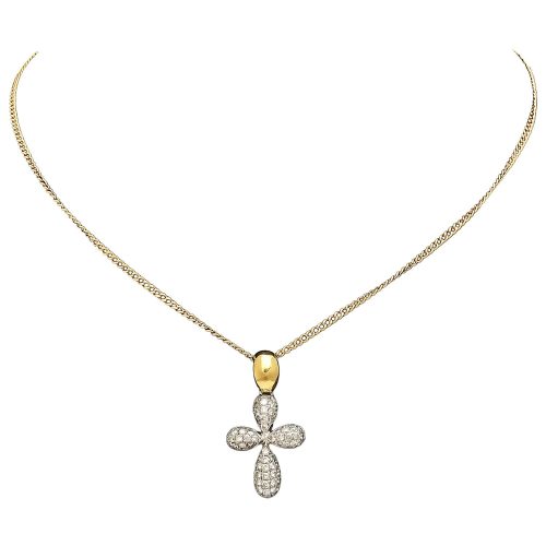 Diamond Gold Cross Pendant on Chain