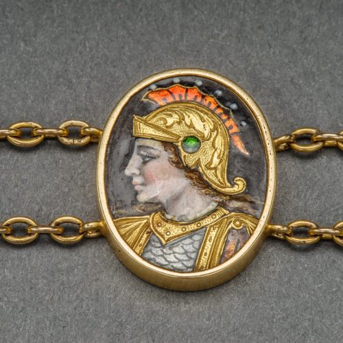19th Century Enamel Diamond Gold Bracelet