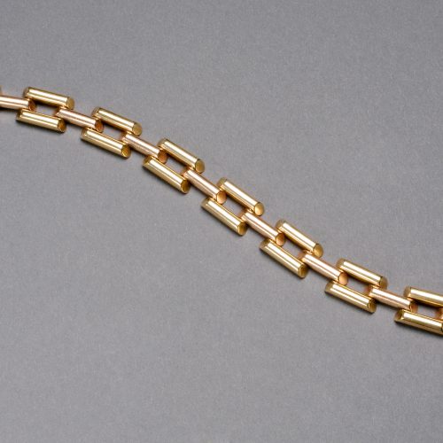 Retro Two Color Gold Link Bracelet, 1950s