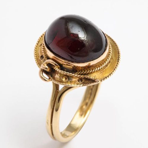 English Cabochon Garnet Gold Buckle Ring, circa1880 2 - Copy