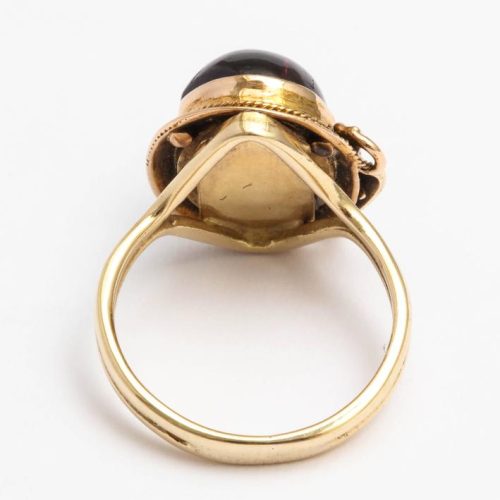 English Cabochon Garnet Gold Buckle Ring, circa1880 4 - Copy