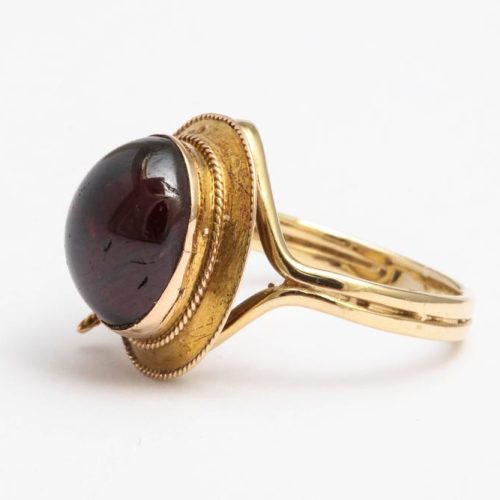 English Cabochon Garnet Gold Buckle Ring, circa1880 5 - Copy