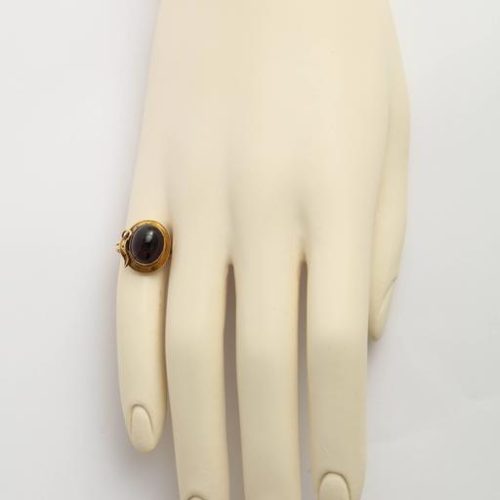 English Cabochon Garnet Gold Buckle Ring, circa1880 7 - Copy