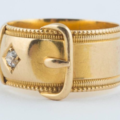 English Gold and Diamond Buckle Ring 1