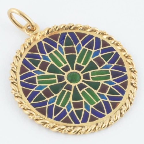 French Enameled Gold Pendant, 20th century 5