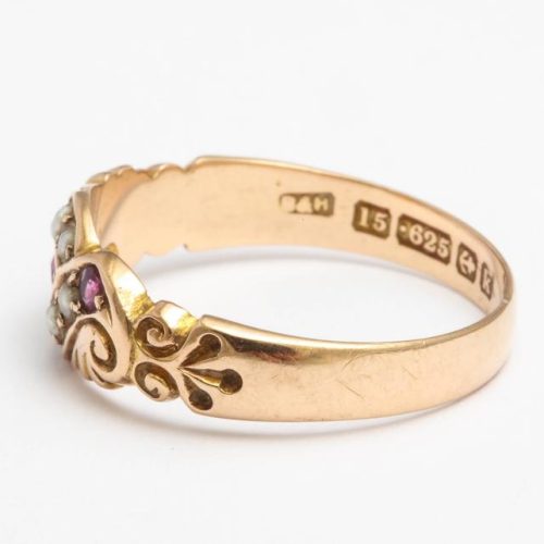 Gold Ruby and Seed Pearl Ring 3